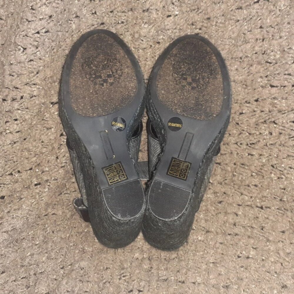 VINCE CAMUTO-Madalisa-Espadrille Platform Wedge-Black/White Textile-Sz 9.5-NM - Picture 7 of 7